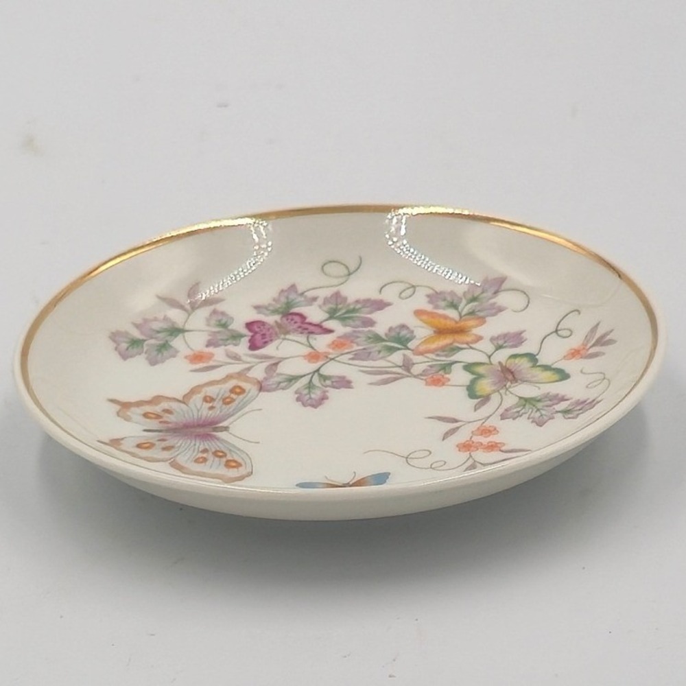Vintage 1979 Avon Butterfly Fantasy Porcelain Mini Plate Trinket 22K Gold Trim